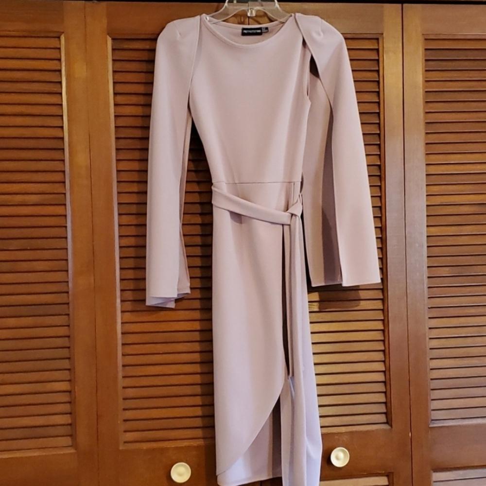 PrettyLittleThing Purple Ribbed Sheath Dress Long Sleeve - Picture 2 of 10